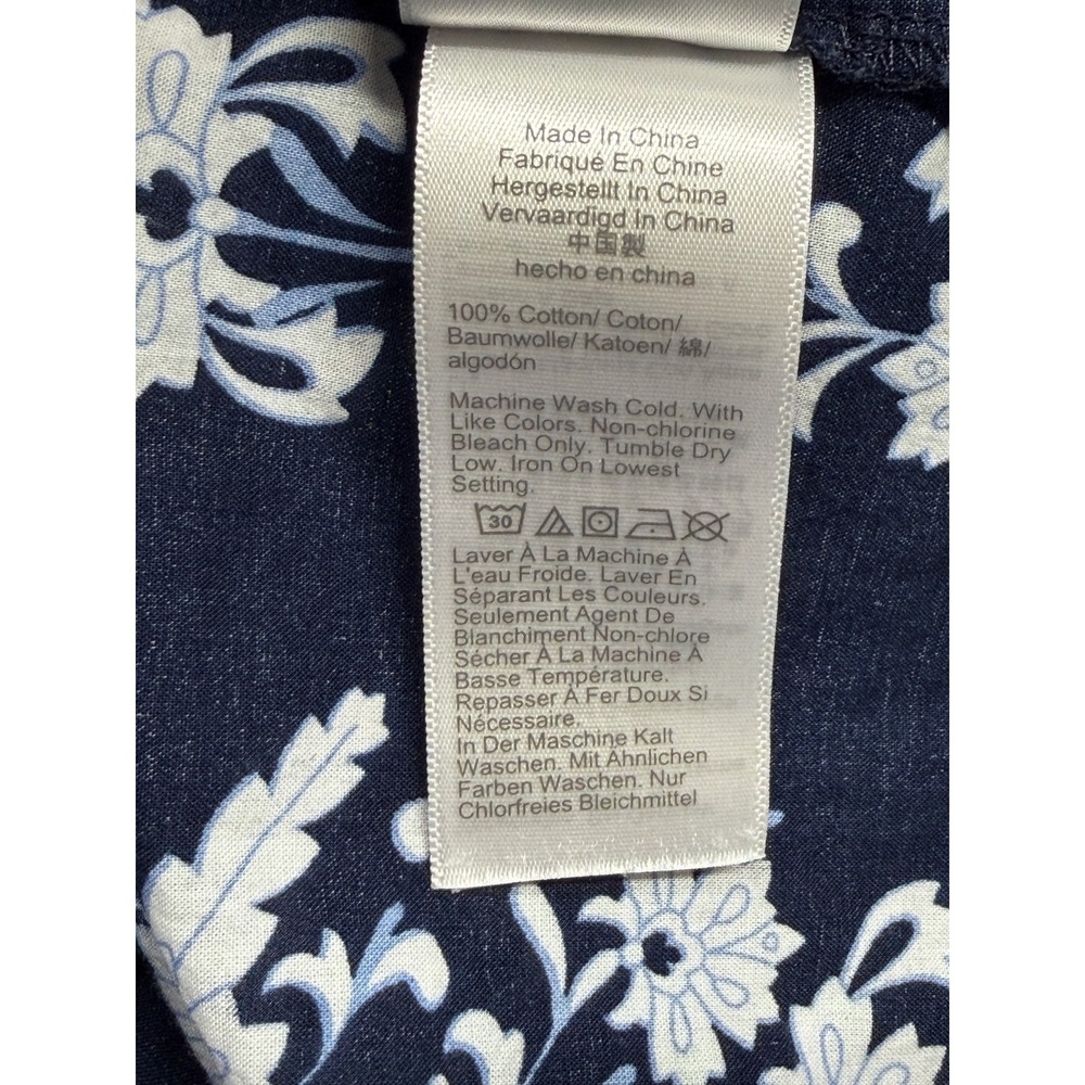 J Crew Top Women XXL Navy Floral Boho Peasant Prairie Cottage 100% Cotton Preppy - Picture 9 of 12